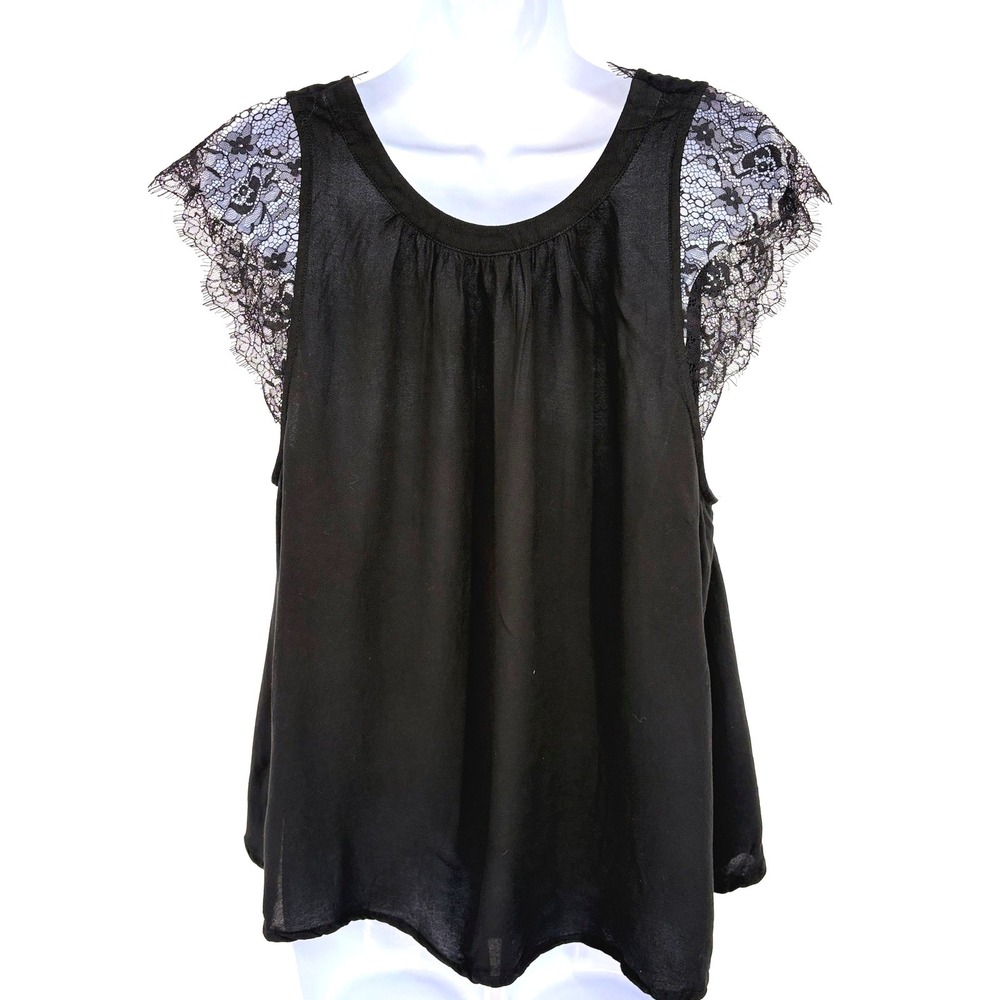 Free People Lovin On You Top Womens M Black V-Neck Tank Boho Festival Coquette - Picture 4 of 9